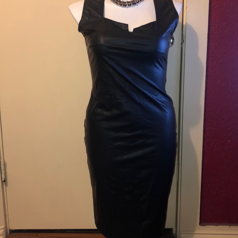 Faux leather dress